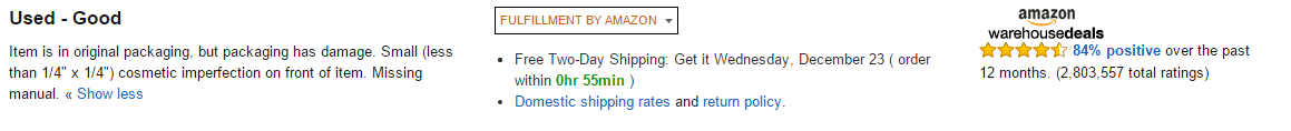 amazon warehouse deal listing detail